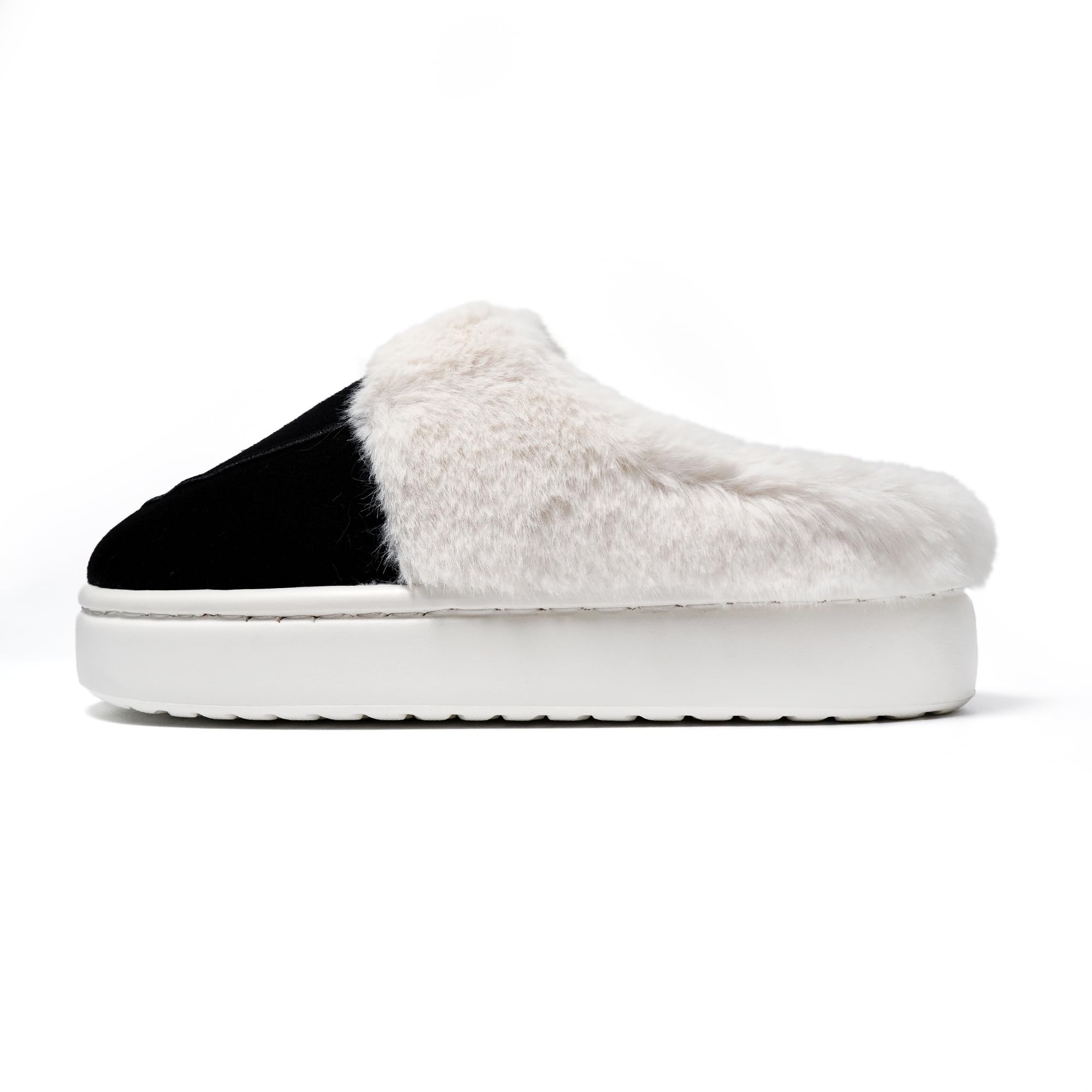 JOMIX Hausschuhe Damen Winter Plateau Pantoletten Pantoffeln Plüsch Latschen Bequeme Kork Fußbett Outdoor Slippers