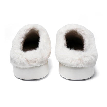 JOMIX Hausschuhe Damen Winter Plateau Pantoletten Pantoffeln Plüsch Latschen Bequeme Kork Fußbett Outdoor Slippers