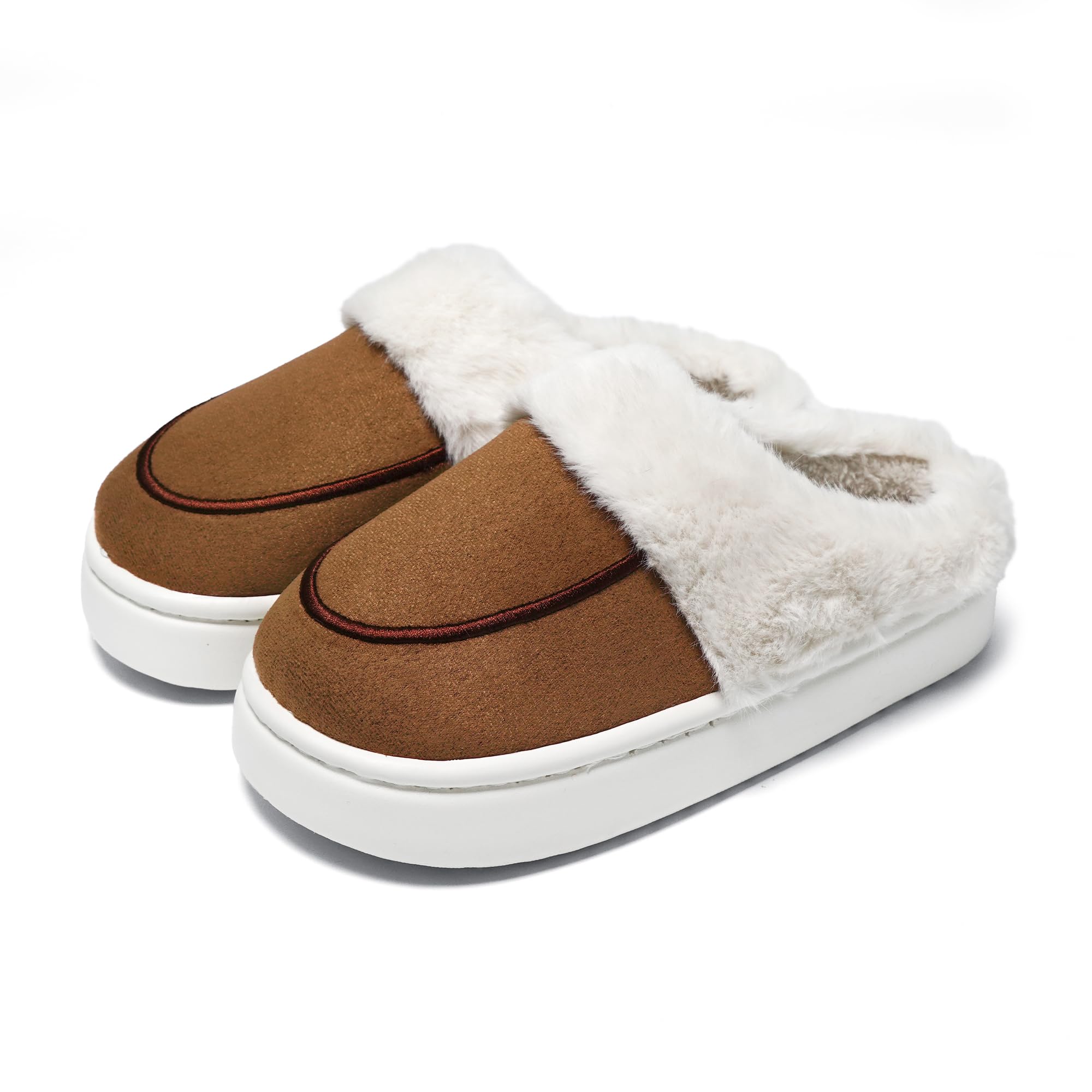 JOMIX Hausschuhe Damen Winter Plateau Pantoletten Pantoffeln Plüsch Latschen Bequeme Kork Fußbett Outdoor Slippers