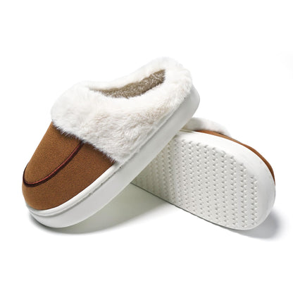 JOMIX Hausschuhe Damen Winter Plateau Pantoletten Pantoffeln Plüsch Latschen Bequeme Kork Fußbett Outdoor Slippers