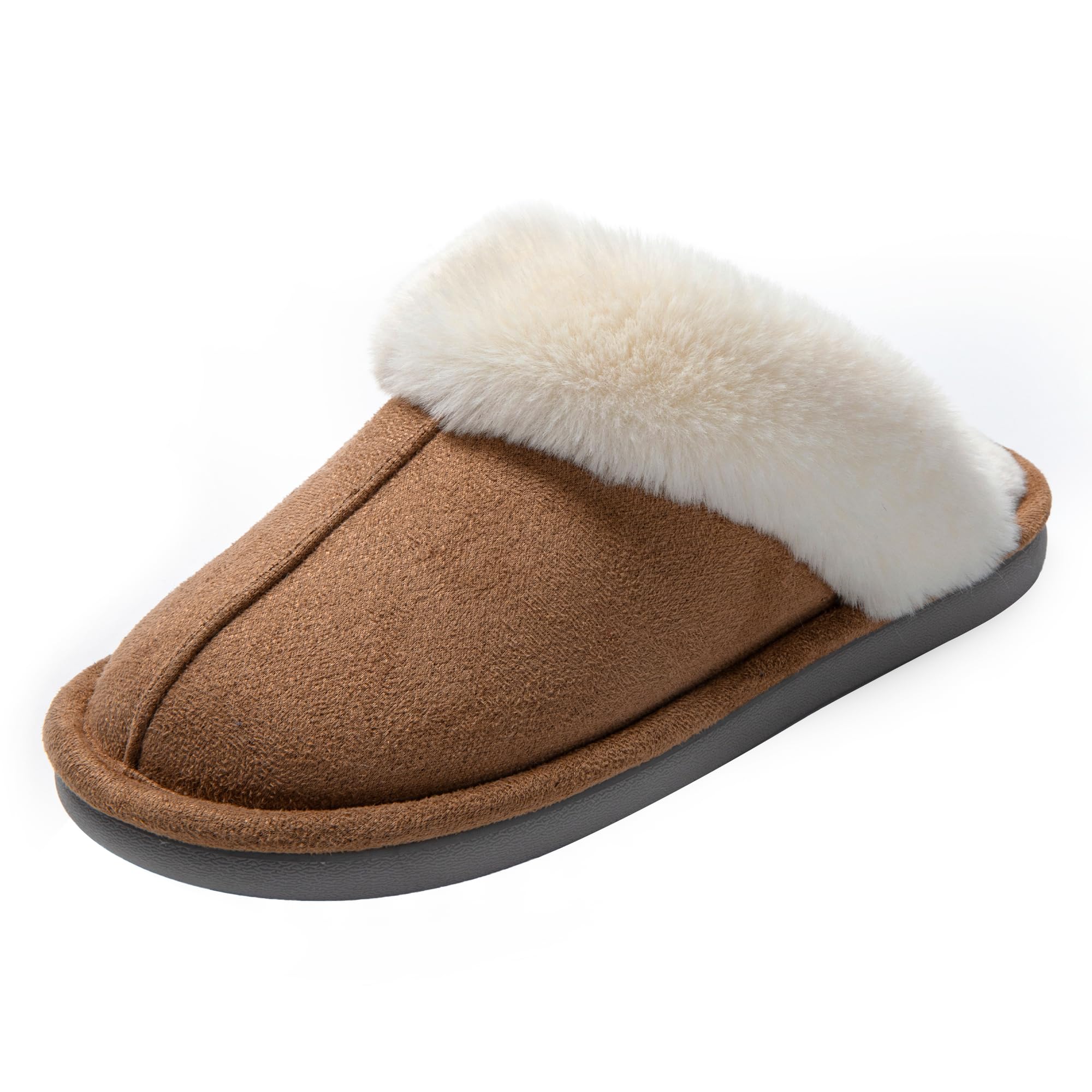 JOMIX Hausschuhe Damen Winter Warm Gefüttert Rutschfest Geschlossene Zehen Leicht Leise Pantoffeln Mit Plüschfutter Gummisohle in Velours Optik Mule Sabot für Zuhause