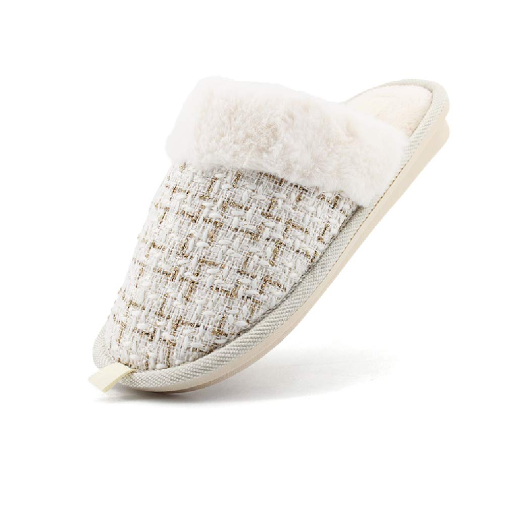 JOMIX Hausschuhe Damen Winter Warm Gefüttert Rutschfest Geschlossene Zehen Leicht Leise Pantoffeln Mit Plüschfutter Gummisohle in Velours Optik Mule Sabot für Zuhause