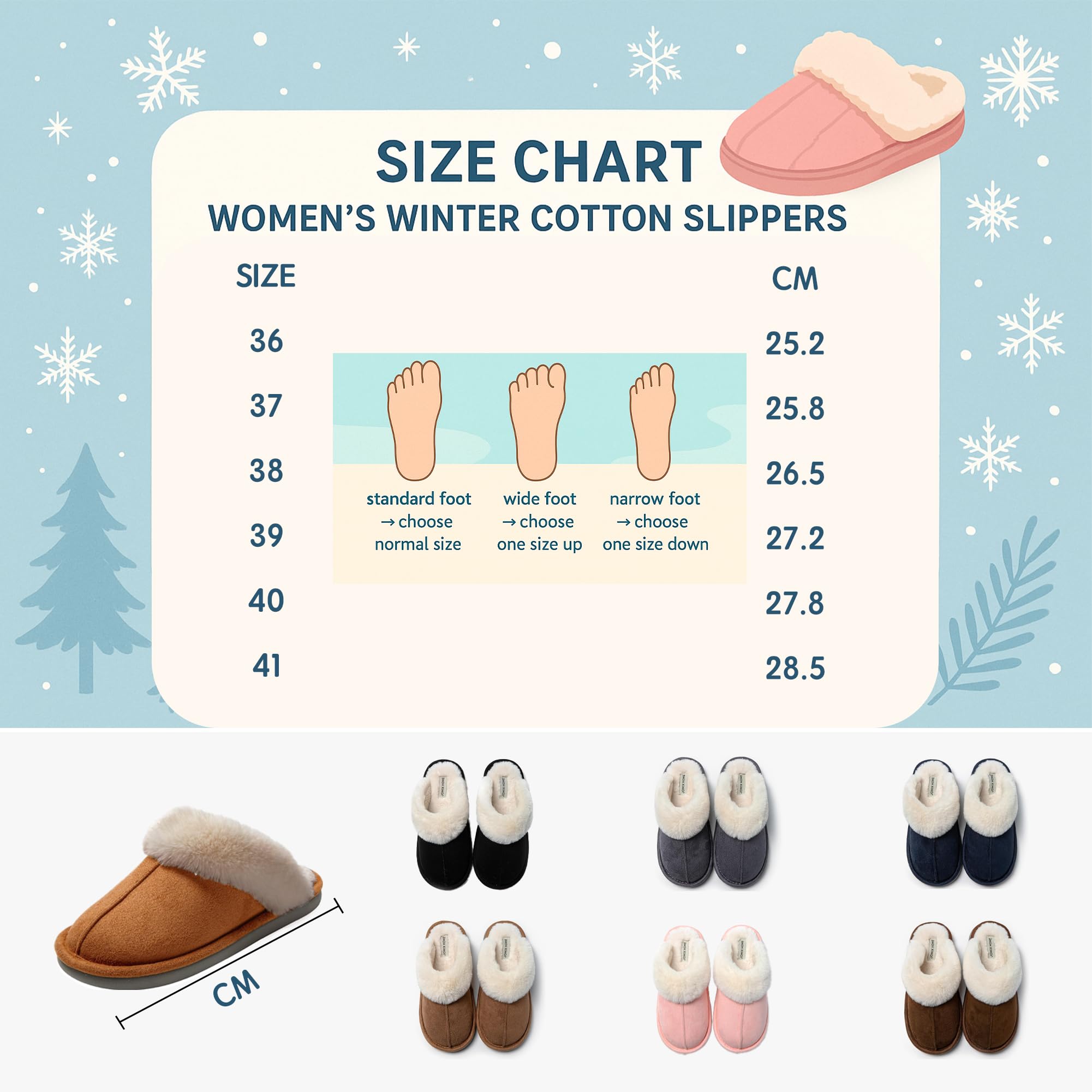 JOMIX Hausschuhe Damen Winter Warm Gefüttert Rutschfest Geschlossene Zehen Leicht Leise Pantoffeln Mit Plüschfutter Gummisohle in Velours Optik Mule Sabot für Zuhause