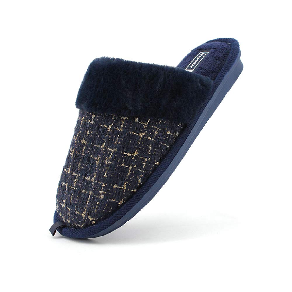 JOMIX Hausschuhe Damen Winter Warm Gefüttert Rutschfest Geschlossene Zehen Leicht Leise Pantoffeln Mit Plüschfutter Gummisohle in Velours Optik Mule Sabot für Zuhause