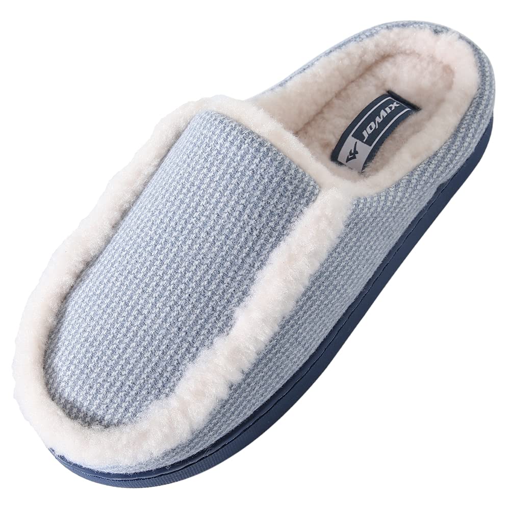 JOMIX Hausschuhe Damen Winter Warm Gefüttert Rutschfest Geschlossene Zehen Leicht Leise Pantoffeln Mit Plüschfutter Gummisohle in Velours Optik Mule Sabot für Zuhause