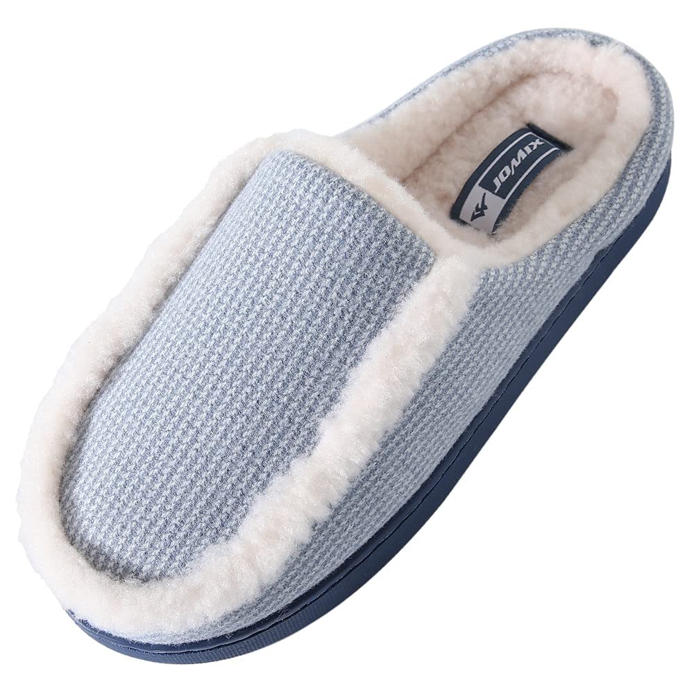 JOMIX Hausschuhe Damen Winter Warm Gefüttert Rutschfest Geschlossene Zehen Leicht Leise Pantoffeln Mit Plüschfutter Gummisohle in Velours Optik Mule Sabot für Zuhause