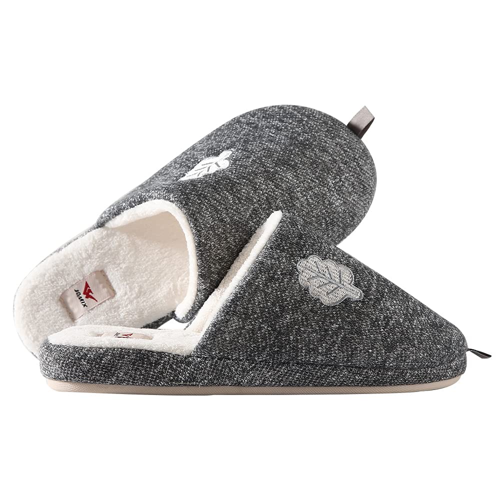 JOMIX Hausschuhe Damen Winter Warm Gefüttert Rutschfest Geschlossene Zehen Leicht Leise Pantoffeln Mit Plüschfutter Gummisohle in Velours Optik Mule Sabot für Zuhause