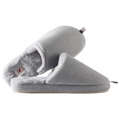 JOMIX Hausschuhe Damen Winter Warm Gefüttert Rutschfest Geschlossene Zehen Leicht Leise Pantoffeln Mit Plüschfutter Gummisohle in Velours Optik Mule Sabot für Zuhause