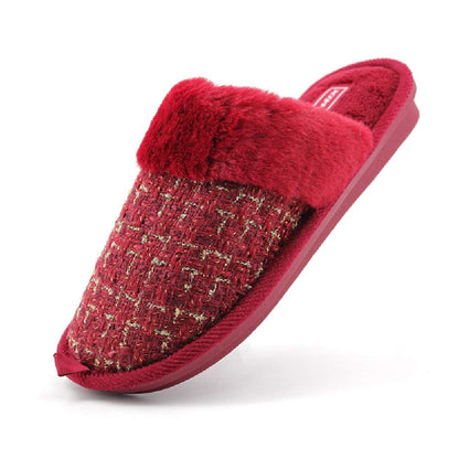 JOMIX Hausschuhe Damen Winter Warm Gefüttert Rutschfest Geschlossene Zehen Leicht Leise Pantoffeln Mit Plüschfutter Gummisohle in Velours Optik Mule Sabot für Zuhause