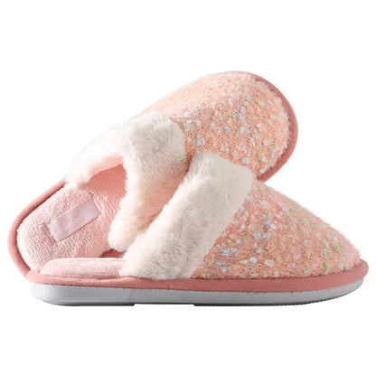 JOMIX Hausschuhe Damen Winter Warm Gefüttert Rutschfest Geschlossene Zehen Leicht Leise Pantoffeln Mit Plüschfutter Gummisohle in Velours Optik Mule Sabot für Zuhause