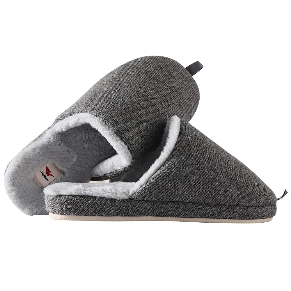 JOMIX Hausschuhe Damen Winter Warm Gefüttert Rutschfest Geschlossene Zehen Leicht Leise Pantoffeln Mit Plüschfutter Gummisohle in Velours Optik Mule Sabot für Zuhause