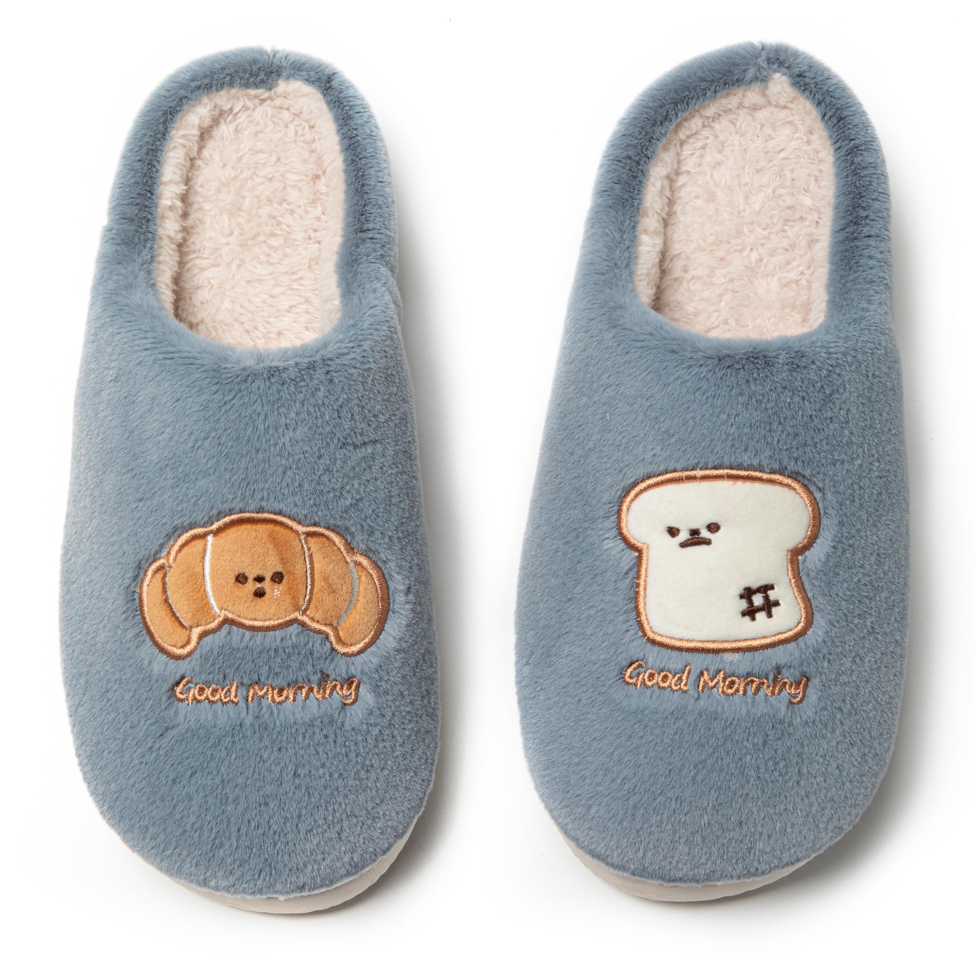 JOMIX Hausschuhe Damen Winter Warme Plüsch Gefüttert Pantoffeln Bequeme Lustige Slippers mit Brotmuster