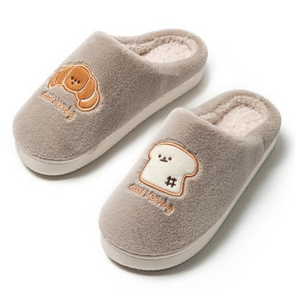 JOMIX Hausschuhe Damen Winter Warme Plüsch Gefüttert Pantoffeln Bequeme Lustige Slippers mit Brotmuster