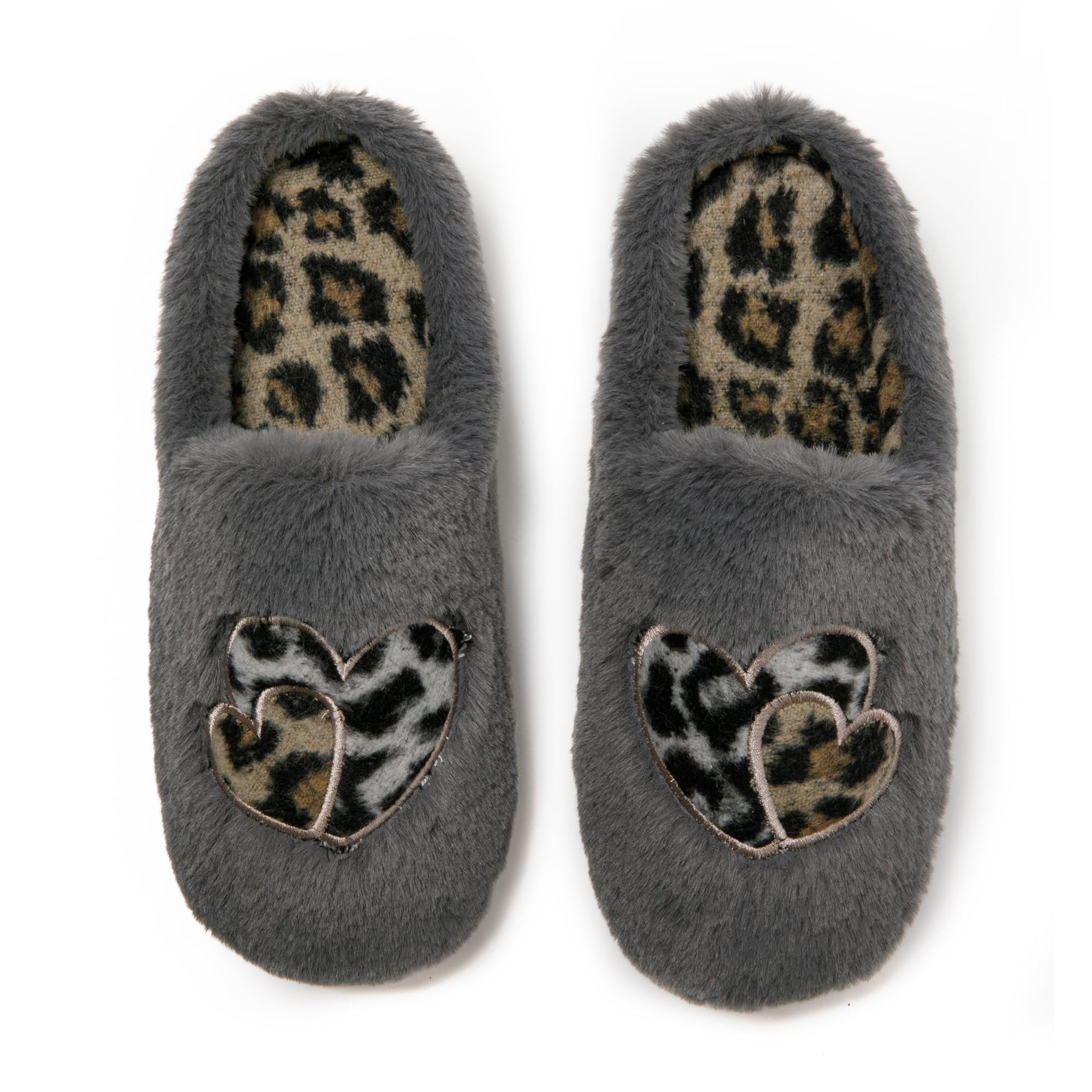 JOMIX Hausschuhe Damen Winter Warme Plüsch Gefüttert Pantoffeln Bequeme Rutschfeste Herzen Leopard Slippers Elegant Puschen