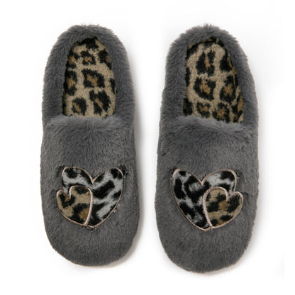 JOMIX Hausschuhe Damen Winter Warme Plüsch Gefüttert Pantoffeln Bequeme Rutschfeste Herzen Leopard Slippers Elegant Puschen