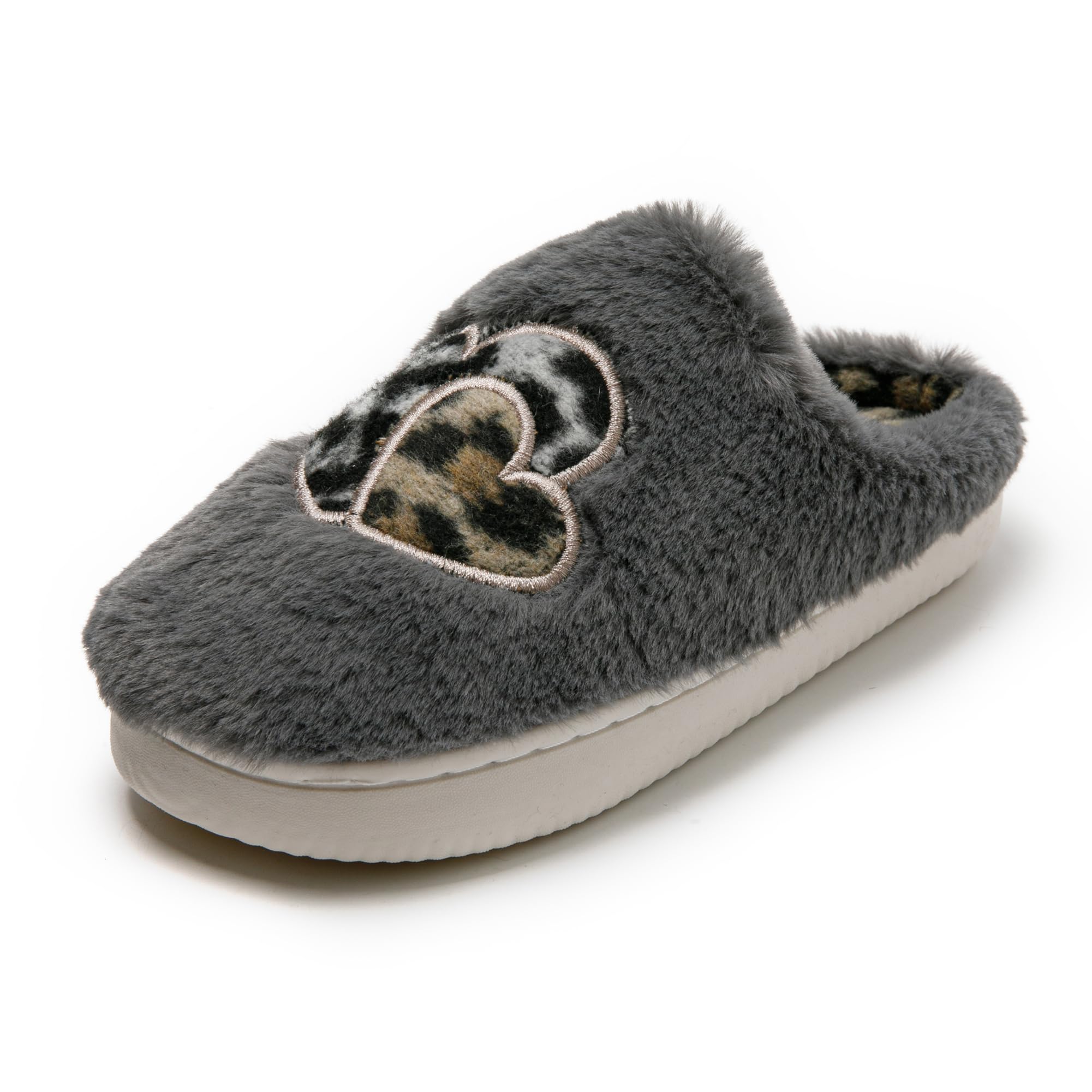 JOMIX Hausschuhe Damen Winter Warme Plüsch Gefüttert Pantoffeln Bequeme Rutschfeste Herzen Leopard Slippers Elegant Puschen