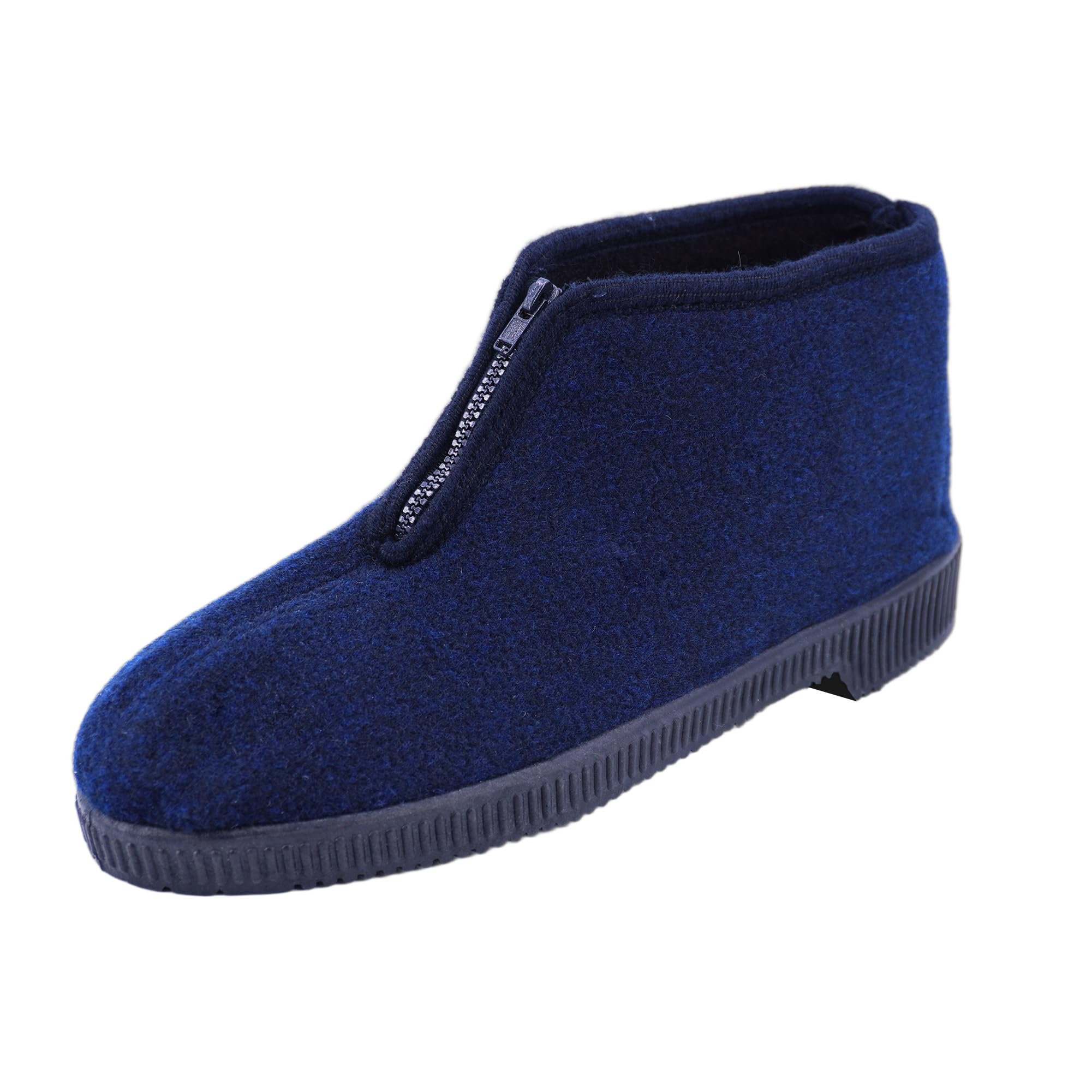 JOMIX Hausschuhe Herren Winter mit Reißverschluss Warme Rutschfeste Pantoffeln mit Gummisohle für Senioren Breite Füße Hausstiefel Knöchelhoch aus Filz Bequem Leicht Anzuziehen Made in Italy