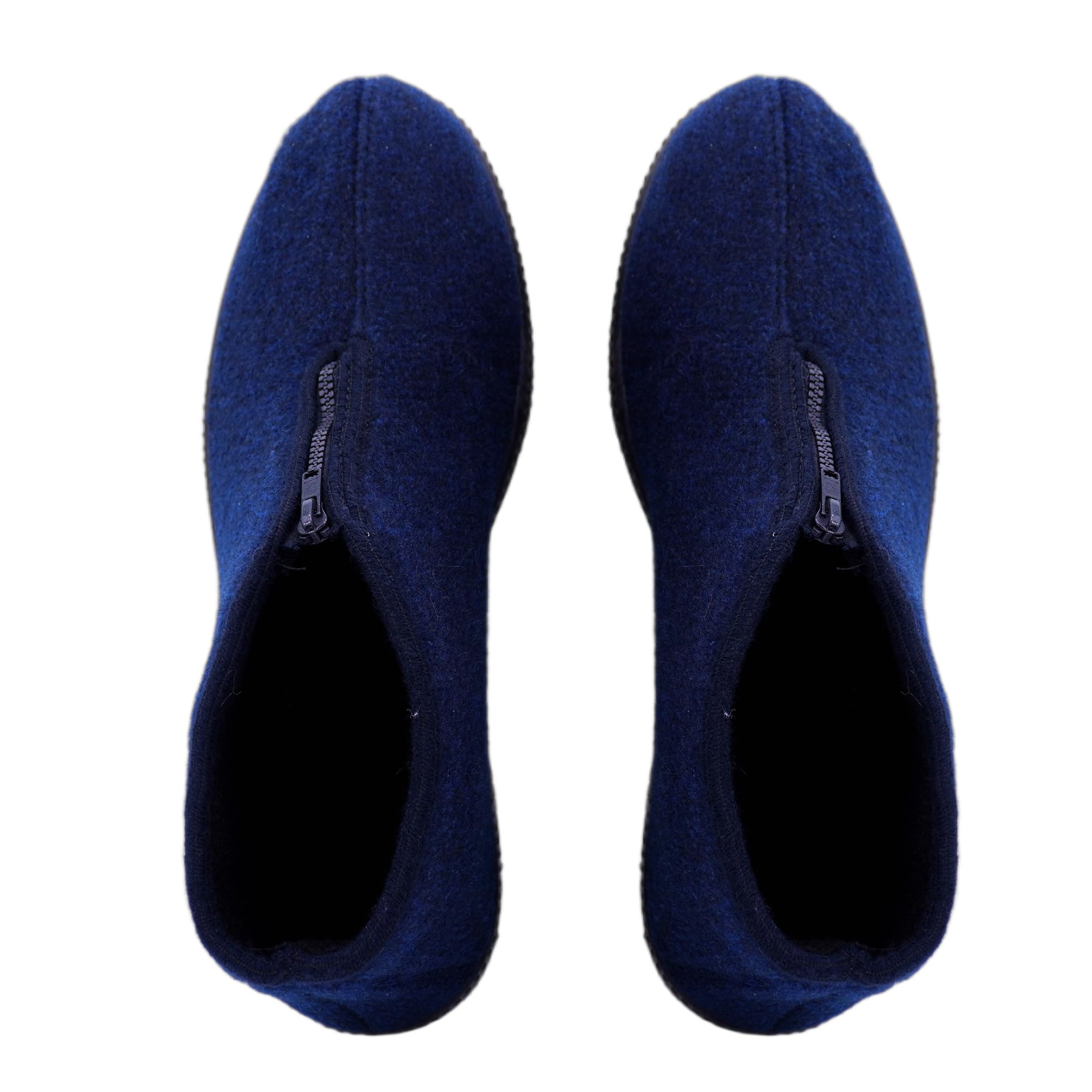 JOMIX Hausschuhe Herren Winter mit Reißverschluss Warme Rutschfeste Pantoffeln mit Gummisohle für Senioren Breite Füße Hausstiefel Knöchelhoch aus Filz Bequem Leicht Anzuziehen Made in Italy