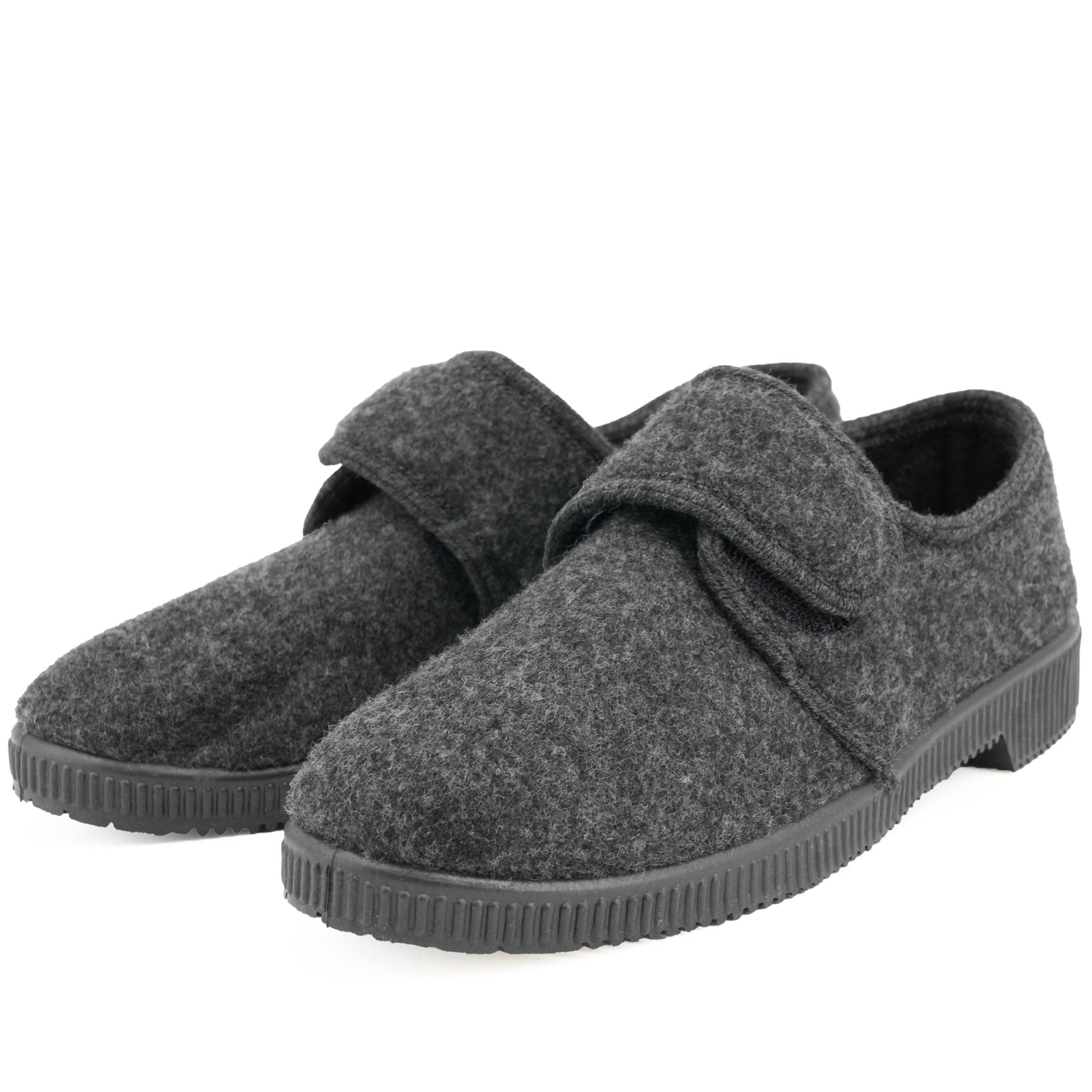 JOMIX Hausschuhe Herren Winter Warme Flizpantoffeln mit Klettverschluss Gefütterte Slippers Plüsch Rutschfeste Orthopädische Schuhe mit Fußbett