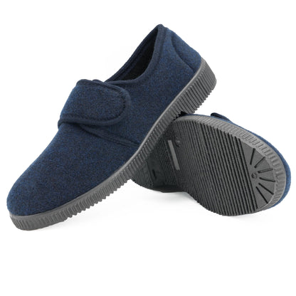 JOMIX Hausschuhe Herren Winter Warme Flizpantoffeln mit Klettverschluss Gefütterte Slippers Plüsch Rutschfeste Orthopädische Schuhe mit Fußbett