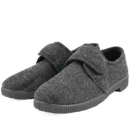 JOMIX Hausschuhe Herren Winter Warme Flizpantoffeln mit Klettverschluss Gefütterte Slippers Plüsch Rutschfeste Orthopädische Schuhe mit Fußbett