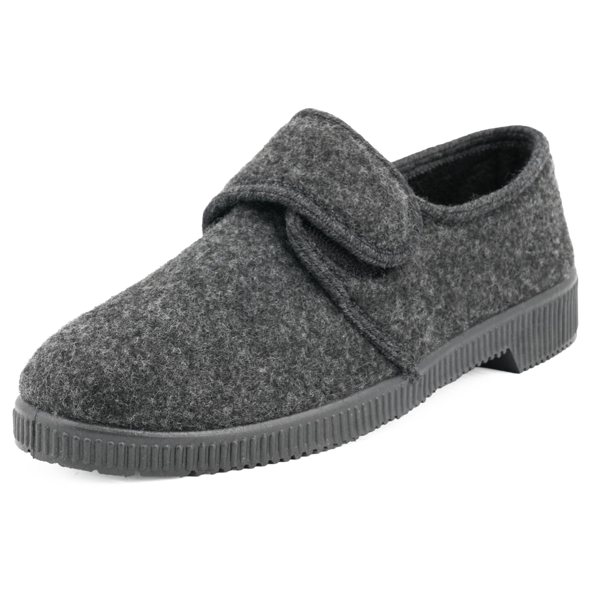 JOMIX Hausschuhe Herren Winter Warme Flizpantoffeln mit Klettverschluss Gefütterte Slippers Plüsch Rutschfeste Orthopädische Schuhe mit Fußbett