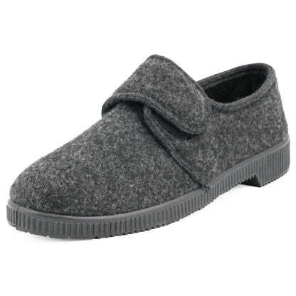 JOMIX Hausschuhe Herren Winter Warme Flizpantoffeln mit Klettverschluss Gefütterte Slippers Plüsch Rutschfeste Orthopädische Schuhe mit Fußbett