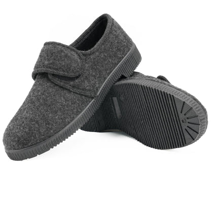 JOMIX Hausschuhe Herren Winter Warme Flizpantoffeln mit Klettverschluss Gefütterte Slippers Plüsch Rutschfeste Orthopädische Schuhe mit Fußbett