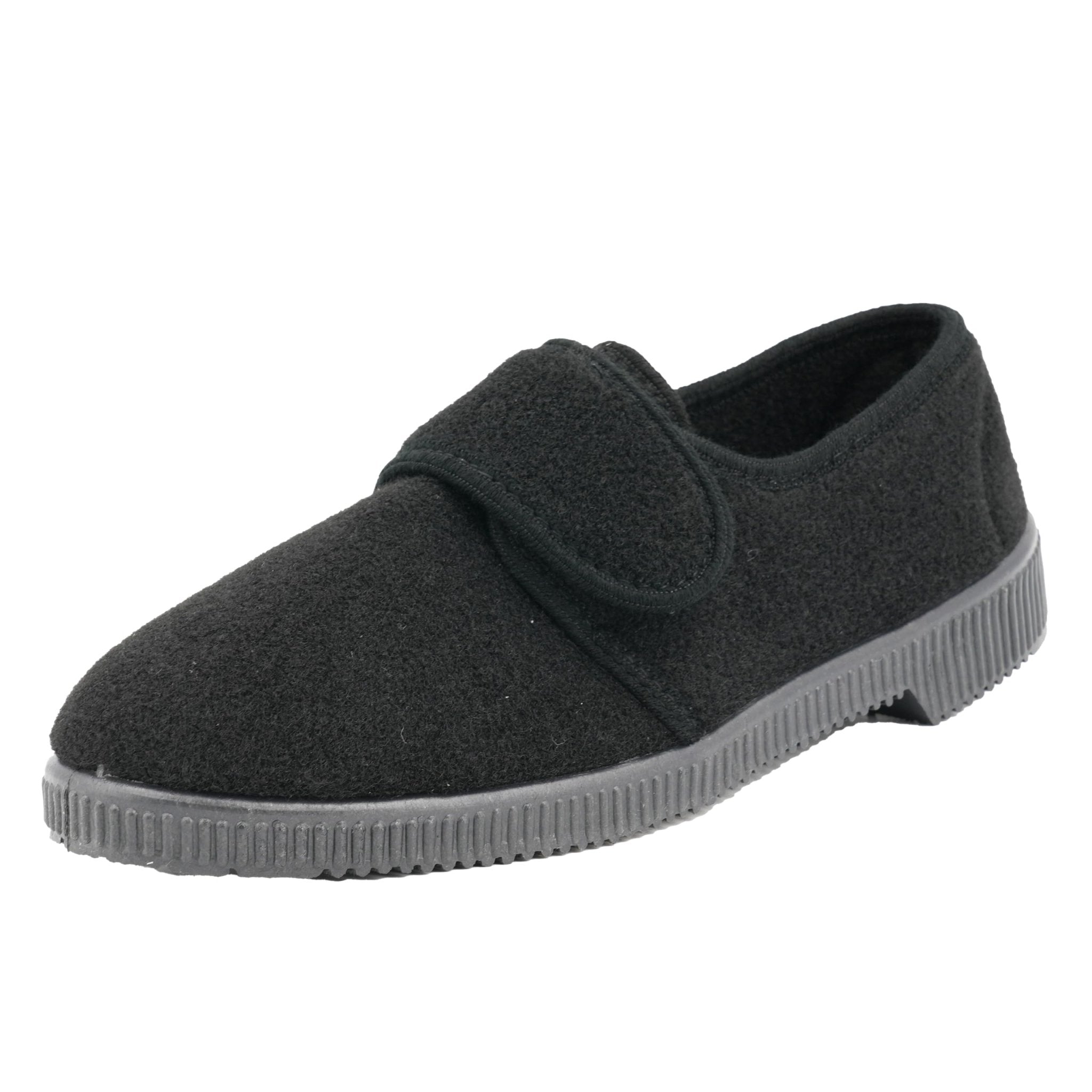 JOMIX Hausschuhe Herren Winter Warme Flizpantoffeln mit Klettverschluss Gefütterte Slippers Plüsch Rutschfeste Orthopädische Schuhe mit Fußbett