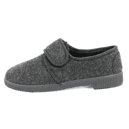 JOMIX Hausschuhe Herren Winter Warme Flizpantoffeln mit Klettverschluss Gefütterte Slippers Plüsch Rutschfeste Orthopädische Schuhe mit Fußbett