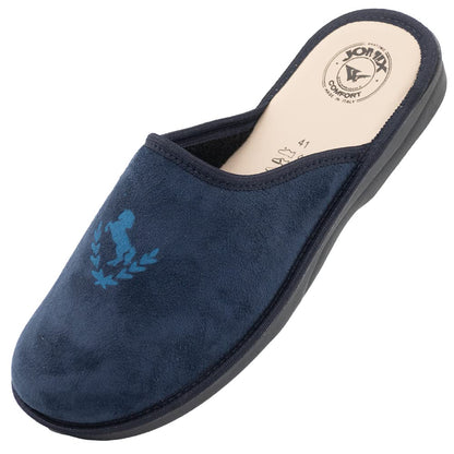 JOMIX Herren Hausschuhe Bequeme Leder Fußbett Pantoffeln Weiche Italien Pantoletten Rutschfeste Gummisohle Indoor Outdoor