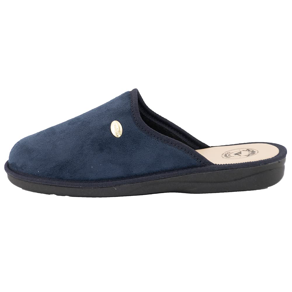 JOMIX Herren Hausschuhe Bequeme Leder Fußbett Pantoffeln Weiche Italien Pantoletten Rutschfeste Gummisohle Indoor Outdoor