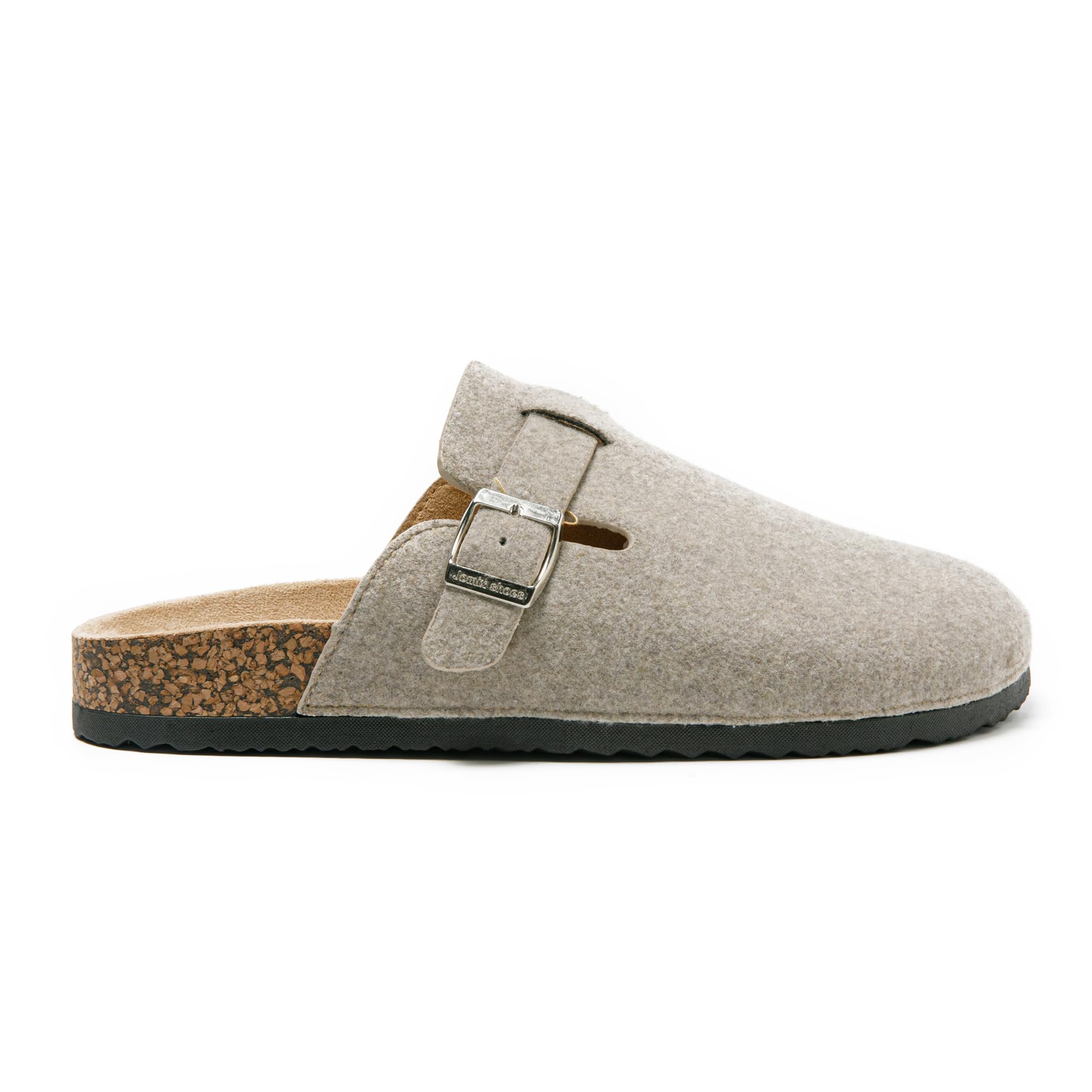 JOMIX Herren Pantoletten Winter Clogs Rutschfester Pantoffeln Bequeme Kork Filzclog Flache Hausschuhe mit Verstellbar Schnalle