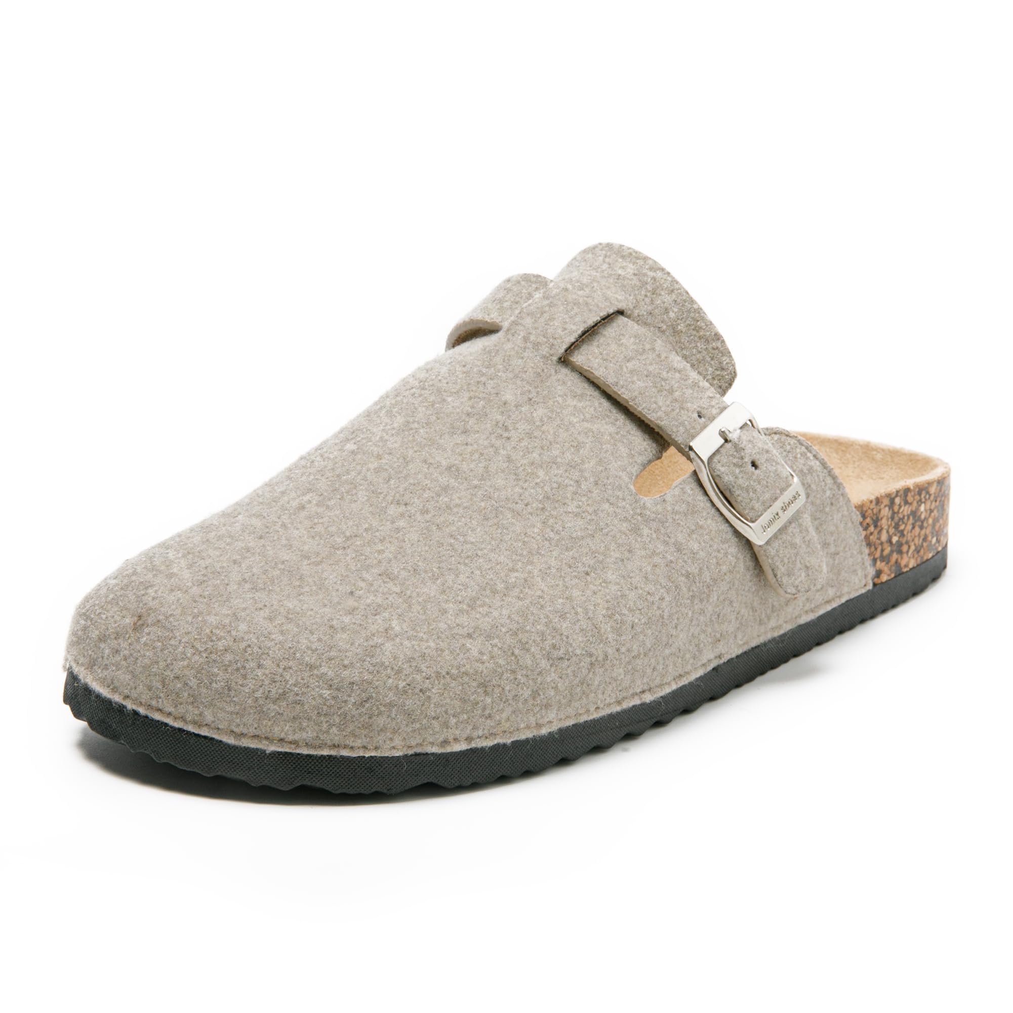 JOMIX Herren Pantoletten Winter Clogs Rutschfester Pantoffeln Bequeme Kork Filzclog Flache Hausschuhe mit Verstellbar Schnalle