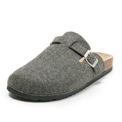JOMIX Herren Pantoletten Winter Clogs Rutschfester Pantoffeln Bequeme Kork Filzclog Flache Hausschuhe mit Verstellbar Schnalle