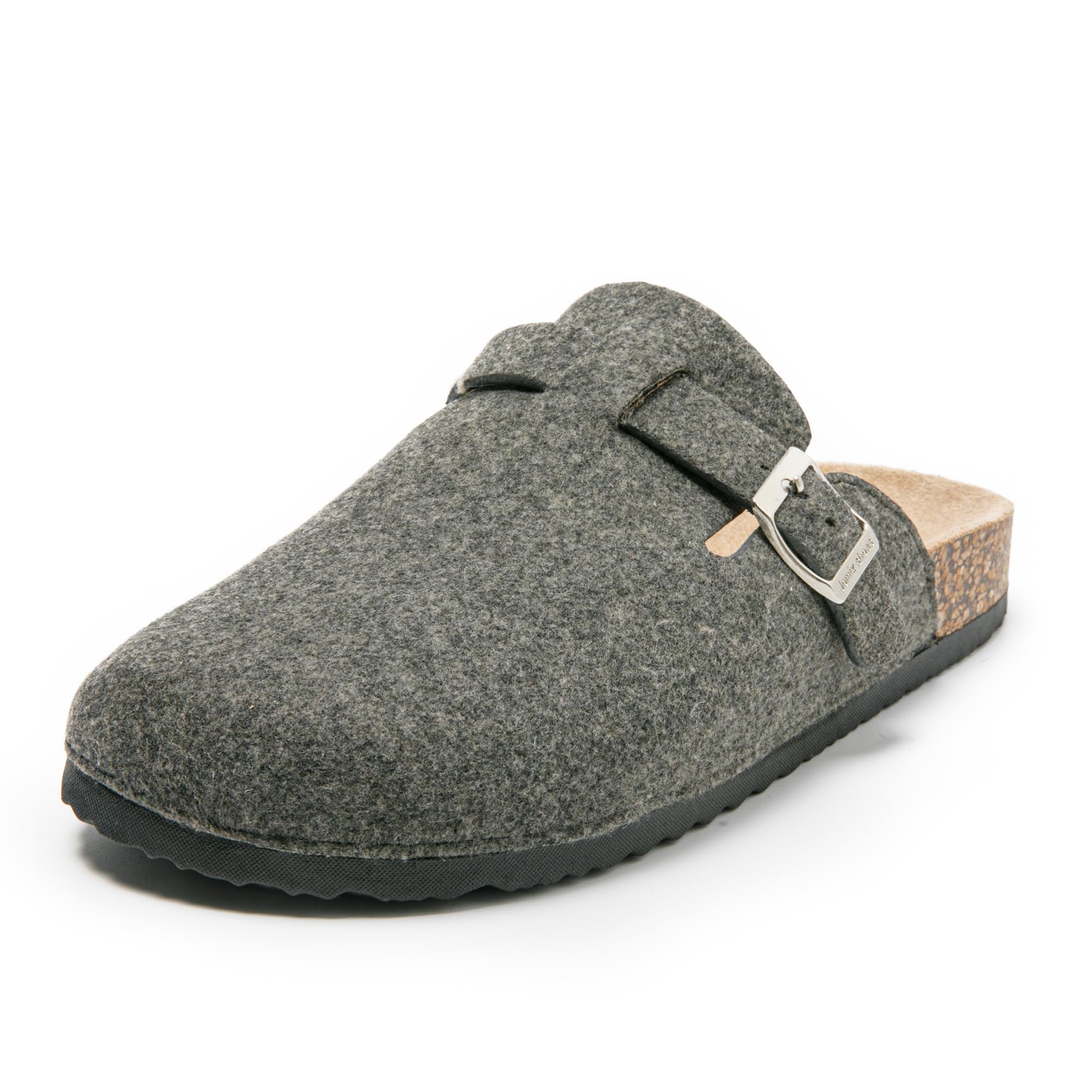 JOMIX Herren Pantoletten Winter Clogs Rutschfester Pantoffeln Bequeme Kork Filzclog Flache Hausschuhe mit Verstellbar Schnalle