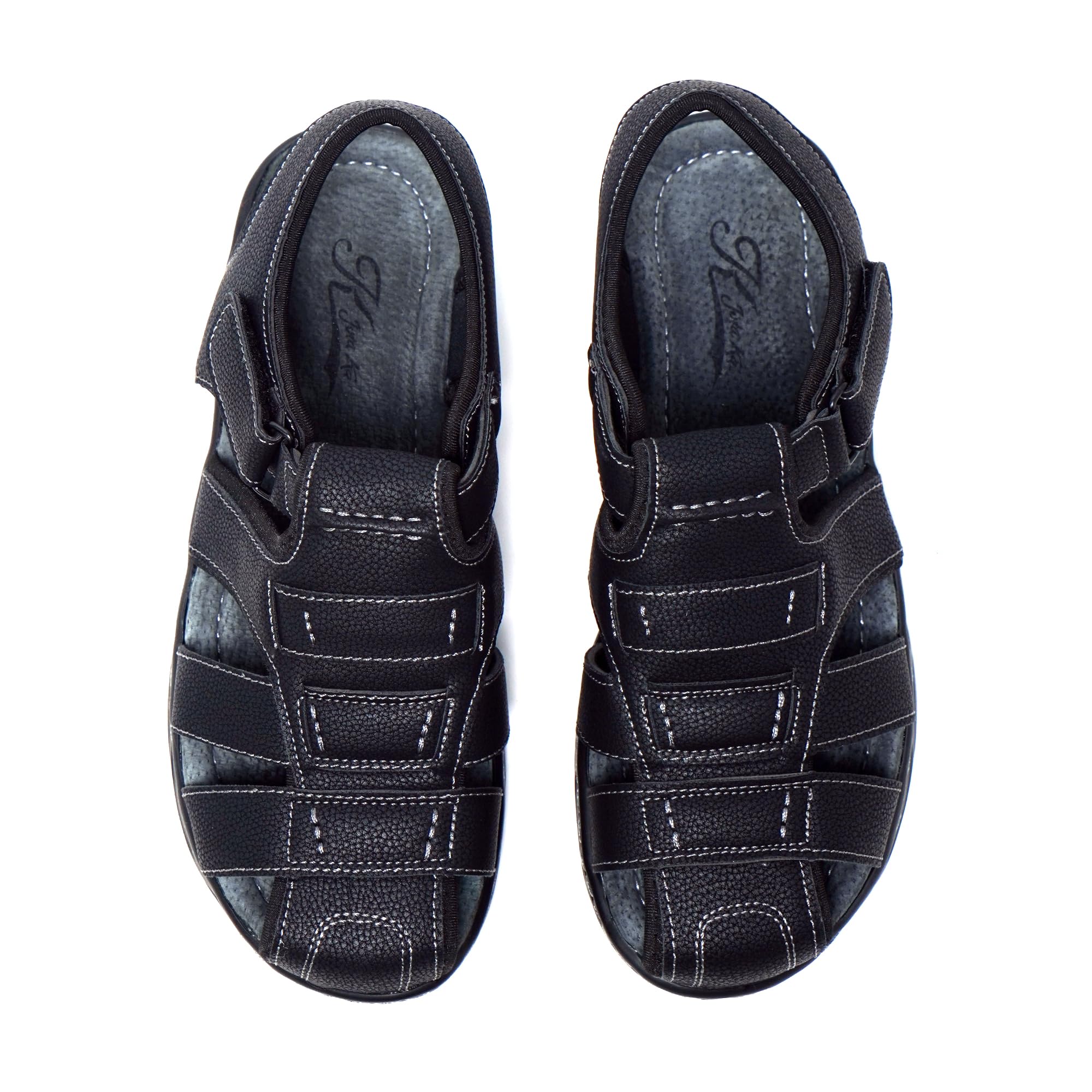 JOMIX Herren Sandalen mit Klettverschluss Leder Freizeitschuhe Anti - Rutsche Riemenschuhe Sport Trekkingsandalen Strandschuhe Reisen Trekking Wander Outdoorsandalen