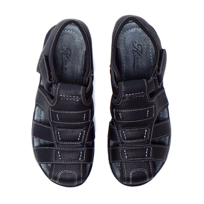 JOMIX Herren Sandalen mit Klettverschluss Leder Freizeitschuhe Anti - Rutsche Riemenschuhe Sport Trekkingsandalen Strandschuhe Reisen Trekking Wander Outdoorsandalen