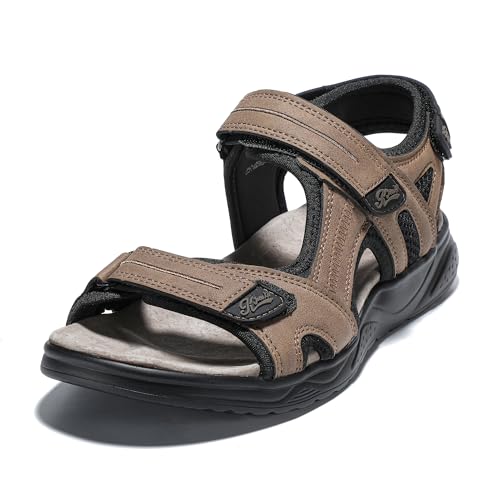 JOMIX Herren Sandalen mit Klettverschluss Sommerschuhe Pantoffeln Flach Trekkingsandalen Pantoletten Rutschfest Schlappen