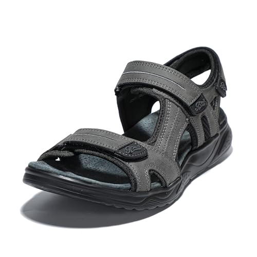 JOMIX Herren Sandalen mit Klettverschluss Sommerschuhe Pantoffeln Flach Trekkingsandalen Pantoletten Rutschfest Schlappen