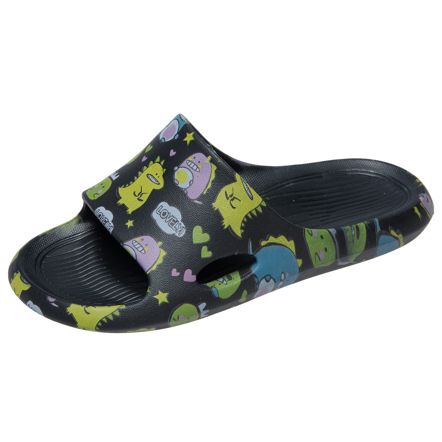 JOMIX Kinder Schlappen Jungen und Mädchen Sommer Bunte Dinosaurier Sandalen Weiche Badelatschen Badeschlappen Schwimmbad Meer Strand