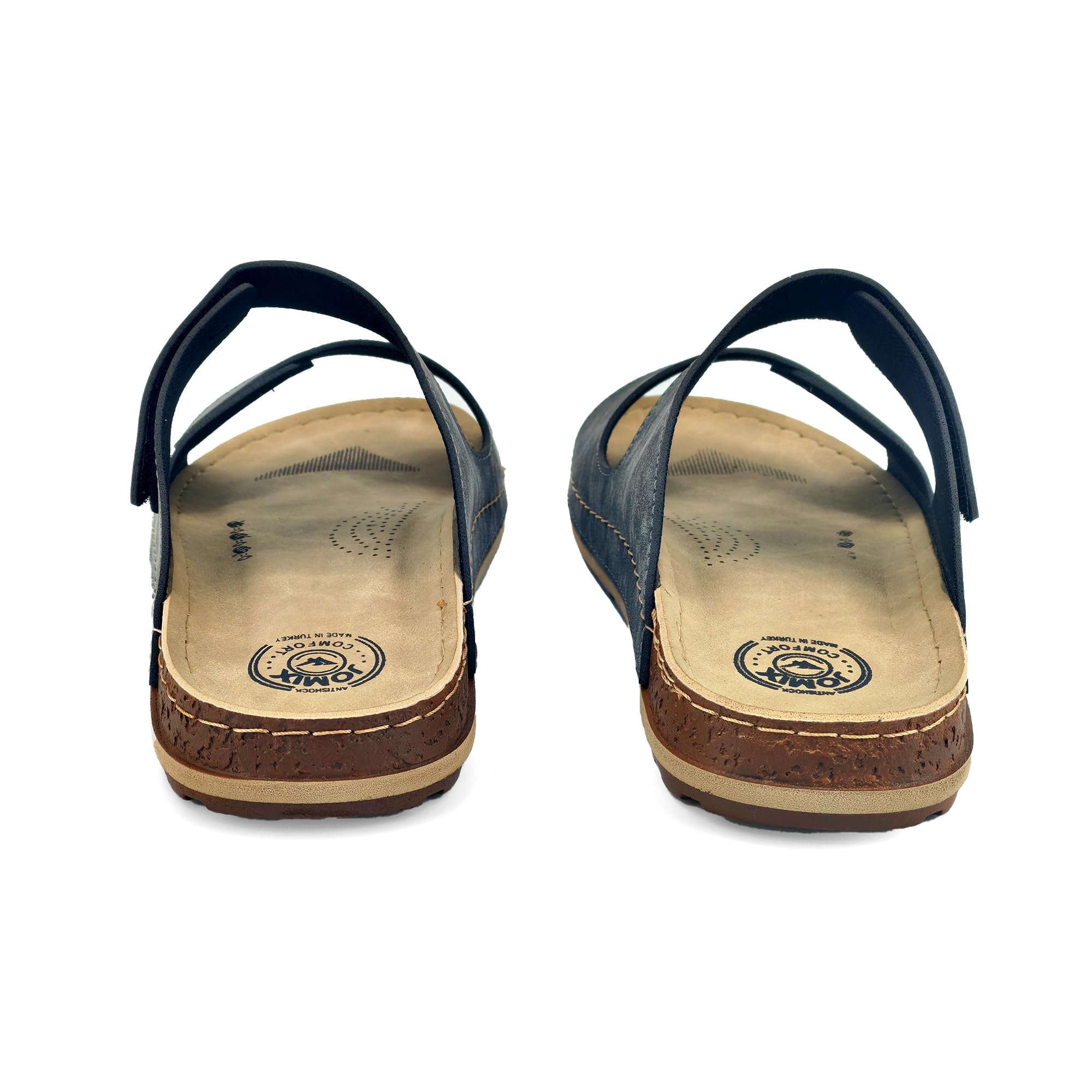 JOMIX Leder Pantoletten Herren Sandalen mit Weich Fußbett Jungen Sommer Leder Plattform Clogs Freizeit Sommerschuhe ( Grau, 45 EU, TU2003 )