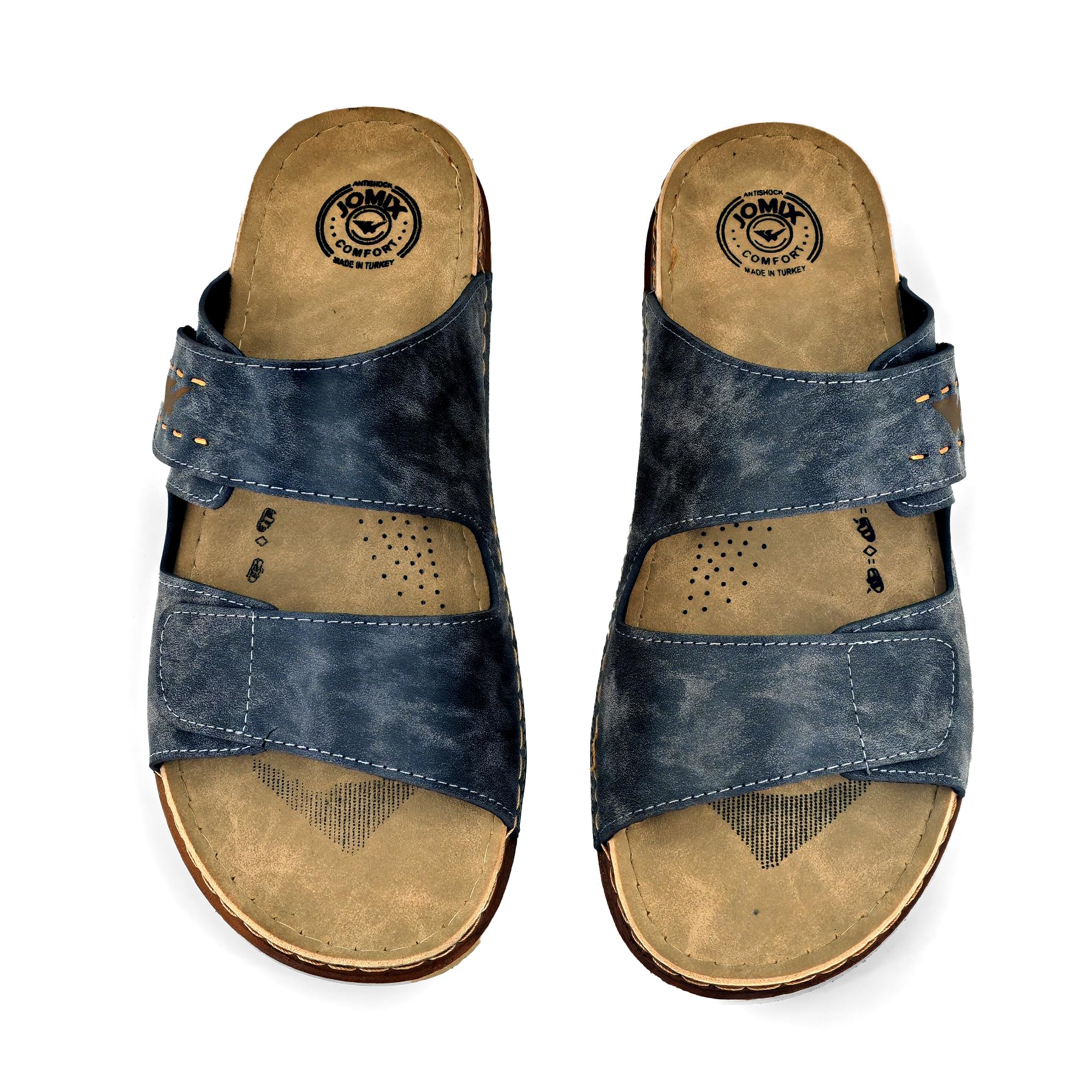 JOMIX Leder Pantoletten Herren Sandalen mit Weich Fußbett Jungen Sommer Leder Plattform Clogs Freizeit Sommerschuhe ( Grau, 45 EU, TU2003 )