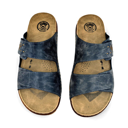 JOMIX Leder Pantoletten Herren Sandalen mit Weich Fußbett Jungen Sommer Leder Plattform Clogs Freizeit Sommerschuhe ( Grau, 45 EU, TU2003 )