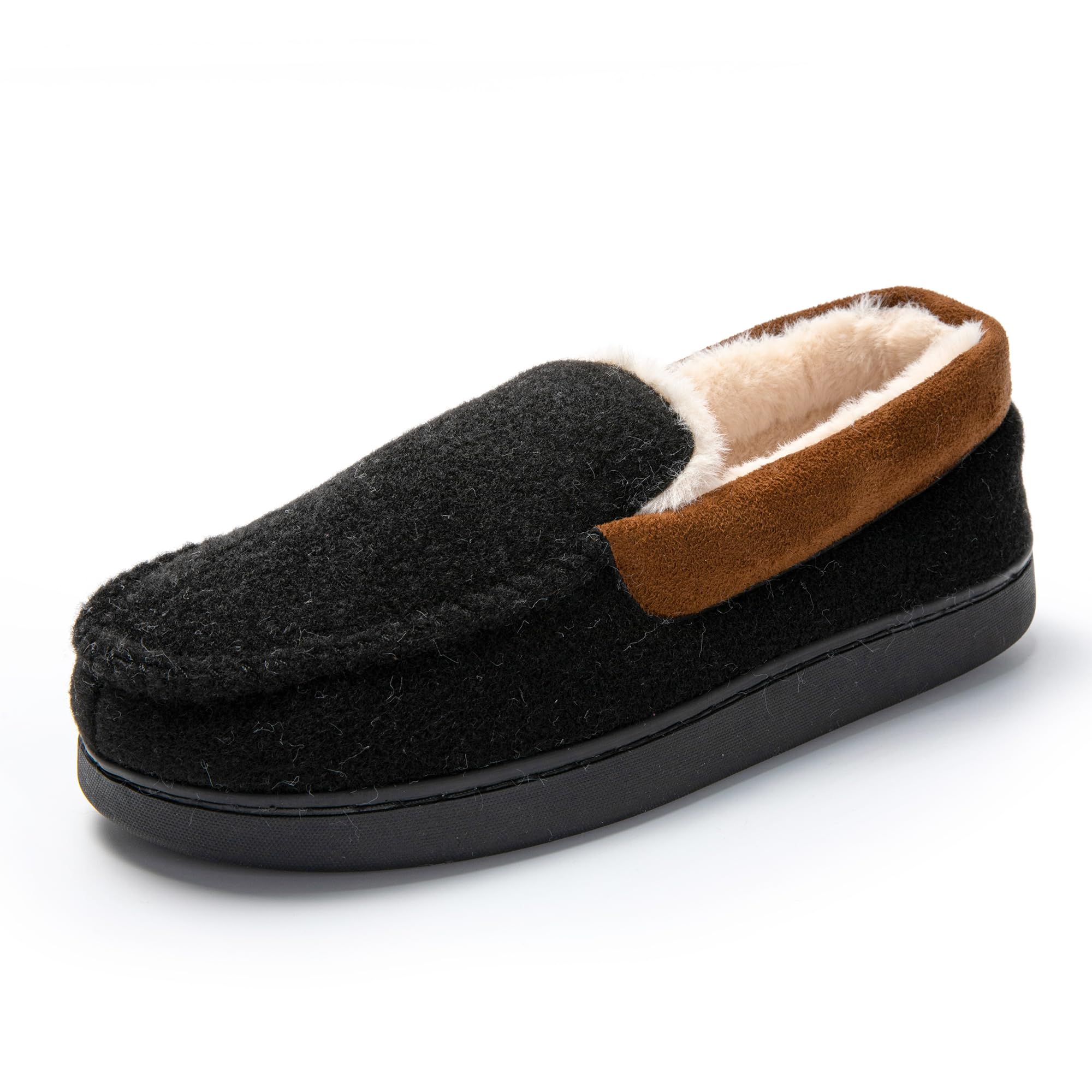 JOMIX Mokassin Hausschuhe Herren Winter Warme Filz Pantoffeln Plüsch Gefütterte Geschlossene Slippers Indoor