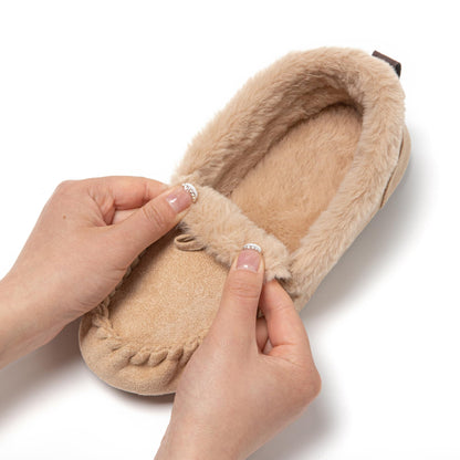 JOMIX Mokassins Hausschuhe Damen Winter Pantoletten Gefütterte Geschlossene Pantoffeln Warme Plüsch Slippers Hlabschue mit Fußbett