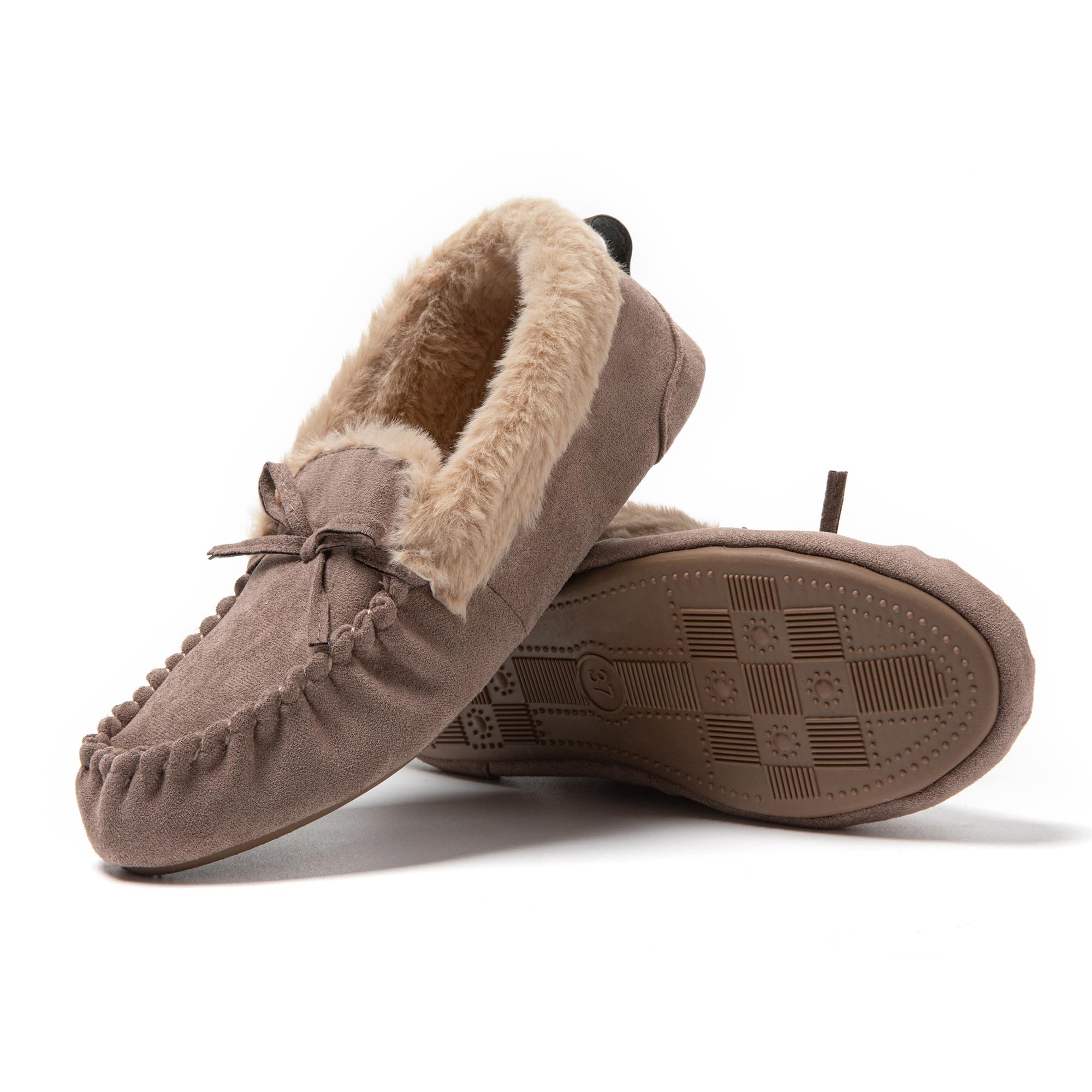JOMIX Mokassins Hausschuhe Damen Winter Pantoletten Gefütterte Geschlossene Pantoffeln Warme Plüsch Slippers Hlabschue mit Fußbett