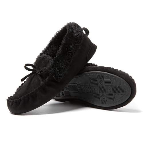 JOMIX Mokassins Hausschuhe Damen Winter Pantoletten Gefütterte Geschlossene Pantoffeln Warme Plüsch Slippers Hlabschue mit Fußbett