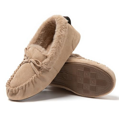 JOMIX Mokassins Hausschuhe Damen Winter Pantoletten Gefütterte Geschlossene Pantoffeln Warme Plüsch Slippers Hlabschue mit Fußbett