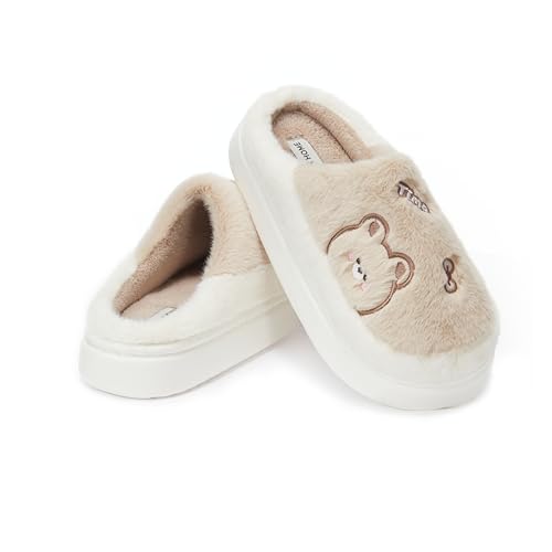 JOMIX Pantofole da Donna Invernali in Pelliccia Sintetica con Motivo Orsetto MD9630